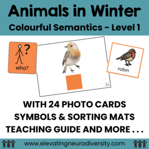 Animals in Winter Colourful Semantics WHO? | SPED Sentence Building Resource
